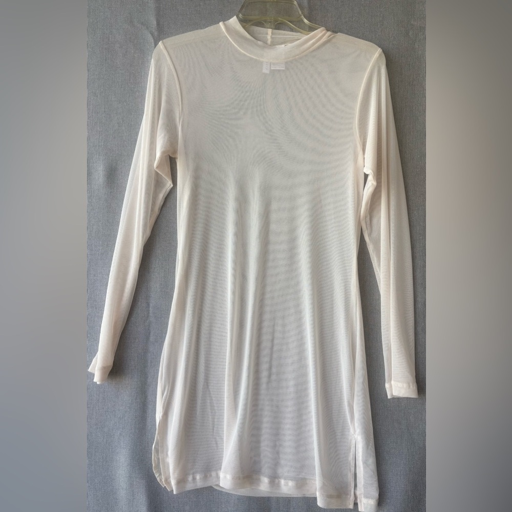 Sanctuary totally sheer Long Sleeve dress in Ivory size large wear over or under